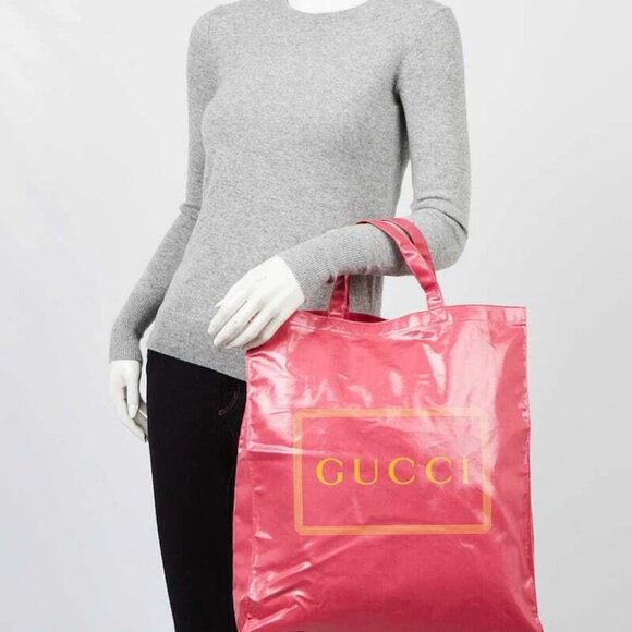 Gucci Pink/Orange Coated Canvas Montecarlo Tote Bag - Picture 2 of 11